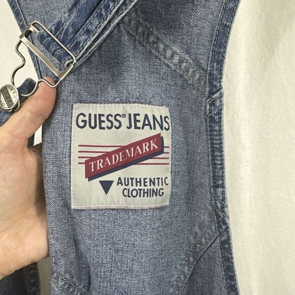 Guess Vintage 90s Y2K Medium Blue Wash Overalls USA Cotton Size XL Style 11737 - Picture 3 of 16